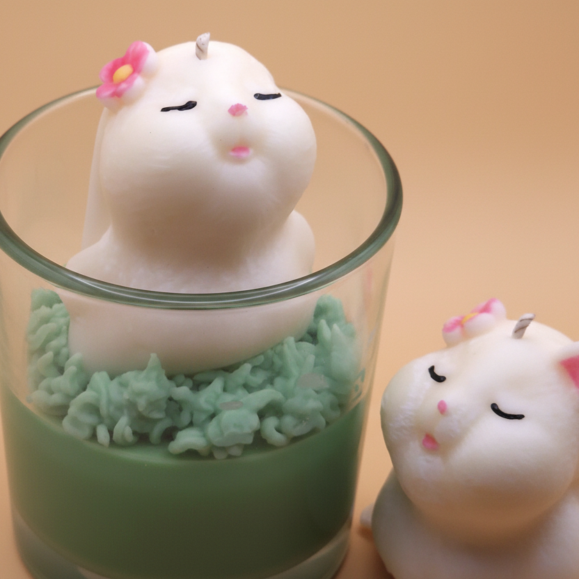 Detail van handbeschilderde decoratie op Lentebloei duurzame geurkaars