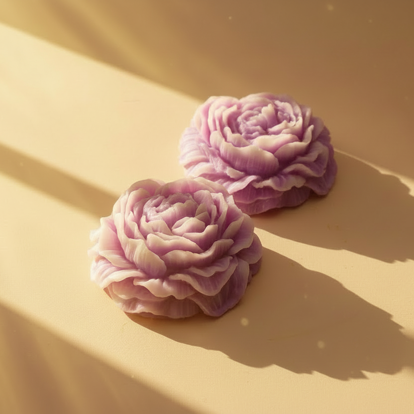 Roze Spring Bloom wax melts in de vorm van bloemen.